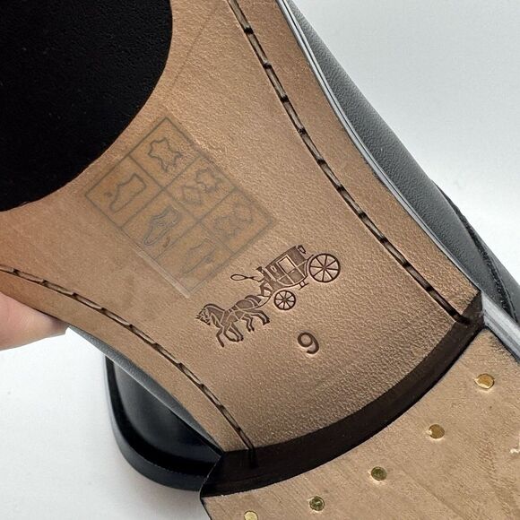 Men's Coach Sculpted C Derby Leather Slip On Loafer Shoes Black Size 9D - Picture 9 of 12